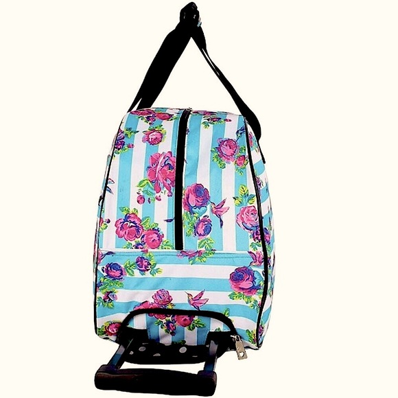 $160 Betsy Johnson Carry On Duffel Roses + Stripes - Picture 14 of 16